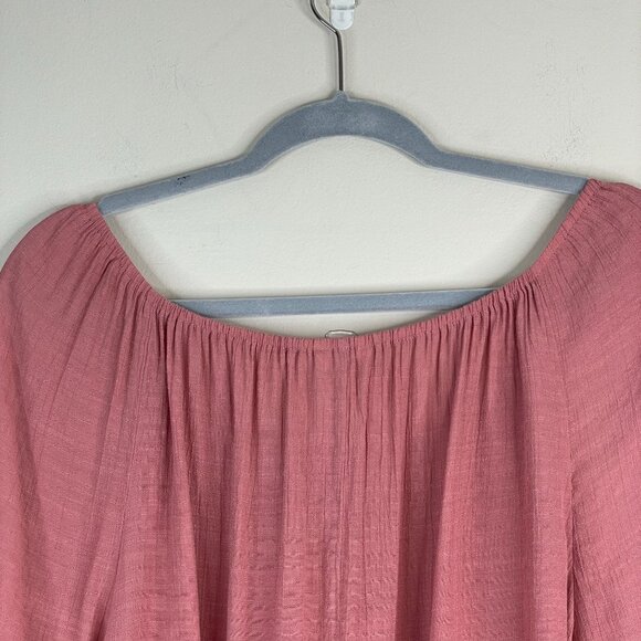 Womens Boho Top 22W 24W Pullover Peasant Flare 3/4 Sleeve Crochet Flowy Tunic - Picture 7 of 12